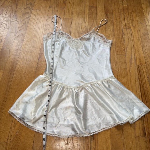 Vintage Pembrook Slip Dress M White Satin Lace Babydoll Chemise Lingerie Bridal - Picture 8 of 10